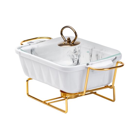 Марміт порцелянаовий на 1 літр із підігрівом на металевій підставці HP1028 | Зображення 3