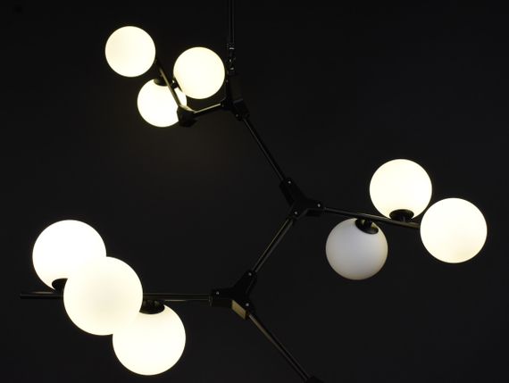 Люстра стельова на 12 лампочок 27911 Чорний 85-140х75х75 см. | Зображення 7