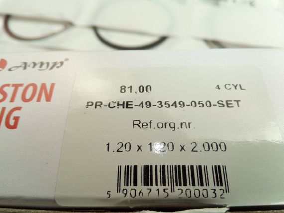 Кільця AMP Lacetti 1.8 LDA 81,00 2-й ремонт (PR-CHE-49-3549-050-SET) (93742702) | Зображення 1
