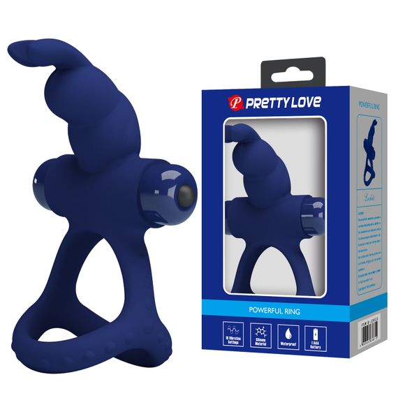 Ерекційне кільце - Pretty Love Powerful Vibro Cock Ring II Bunny Blue