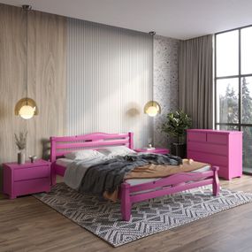 Двоспальне дерев&#039;яне ліжко Mebigrand Монако Рожевий (S2060R30B) 140х190 см (MBG-4384)