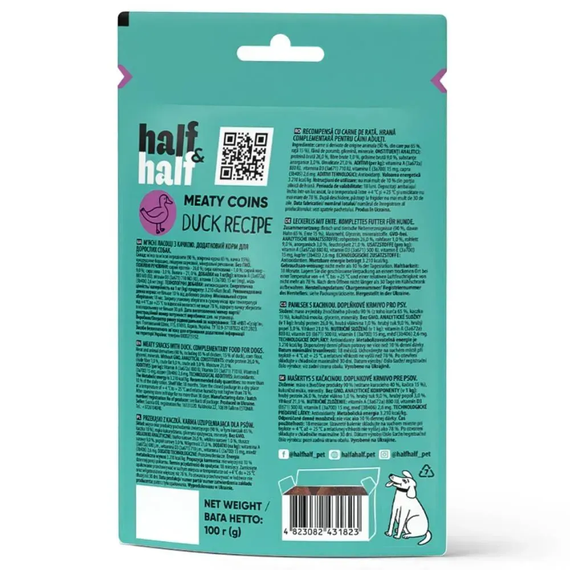Ласощі для собак Half&Half Meaty Coins Adult м'ясні монетки, з качкою 100г | Зображення 1