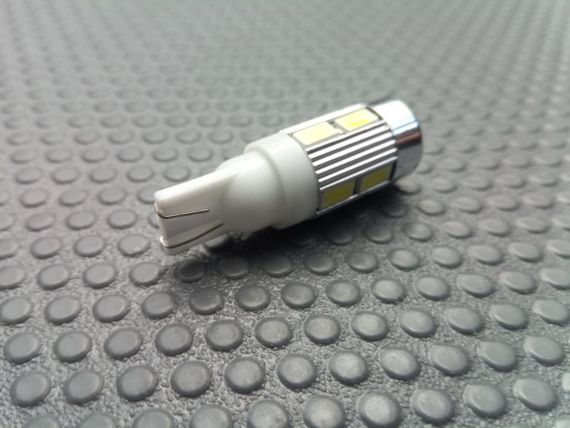 Лампа світлодіод б/ц 12V W5W T10 10SMD (56 х 30) з лінзою біла | Зображення 2
