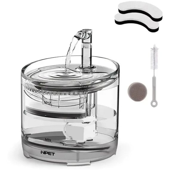 Питний фонтан напувалка для котів та собак NPET WF050TP 1.5L з фільтром прозорий | Зображення 1