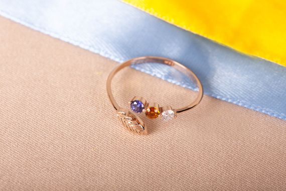 Женское кольцо из красного золота с фианитами 16.5 | Зображення 8