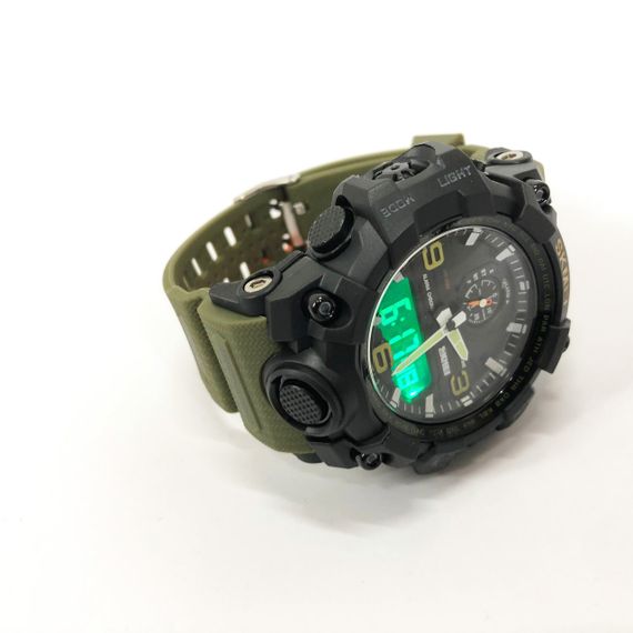 Годинник наручний чоловічий SKMEI 1586AG ARMY GREEN, чоловічий армійський водостійкий тактичний. Колір: зелений | Зображення 7