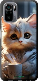 Чохол на Xiaomi Redmi Note 10S Білий кіт "5646b-2577-2448"