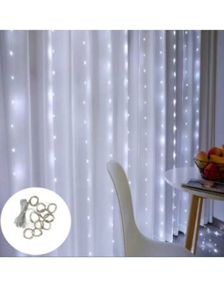 Светодиодная гирлянда штора Led Капли росы на 200 светодиодов электрическая 3*2 м Белый | Зображення 1