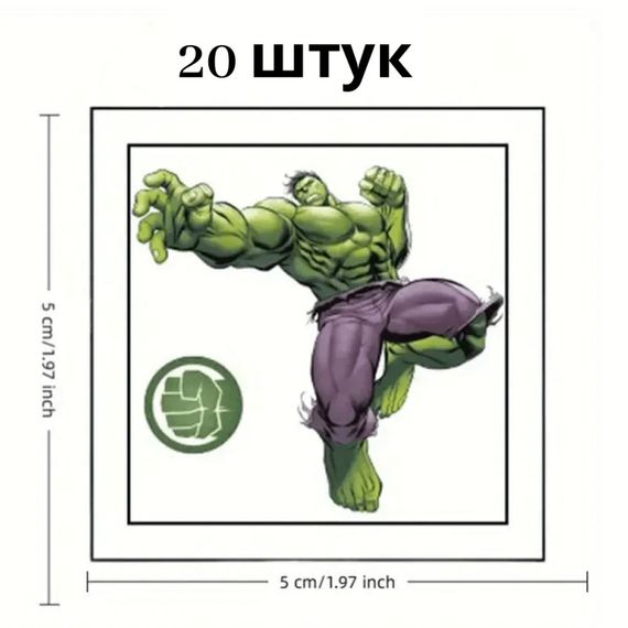 Набір тимчасових татуювань "Супергерої міні" superheroes-20-01 розмір 5х5 см | Зображення 2