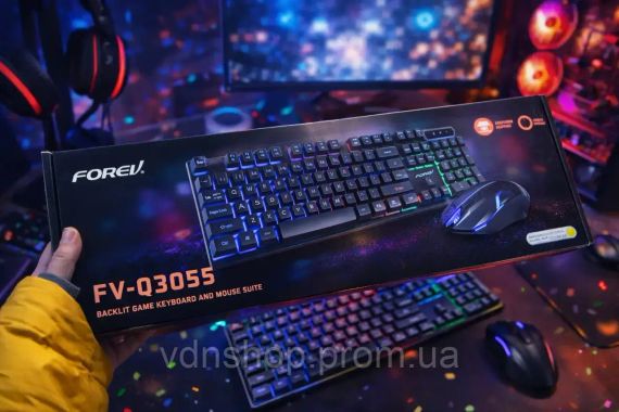 Ігровий набір FOREV FV-Q3055 клавіатура + миша з підсвічуванням RGB | Зображення 1