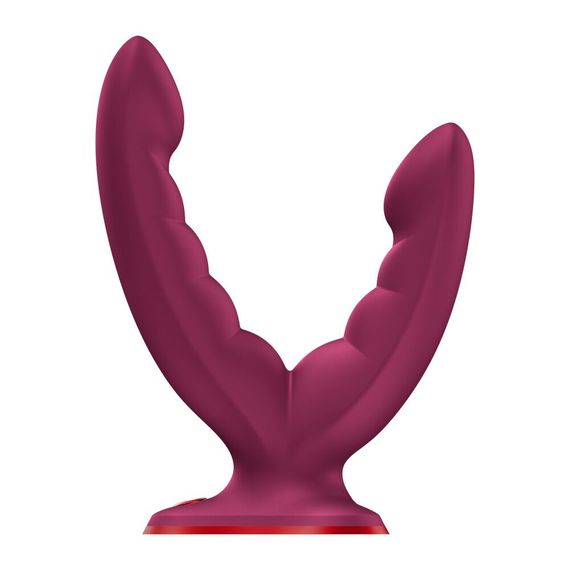 Подвійний фалоімітатор Fun Factory RYDE Wine Red, гнучкі стовбури, присоска, Червоний