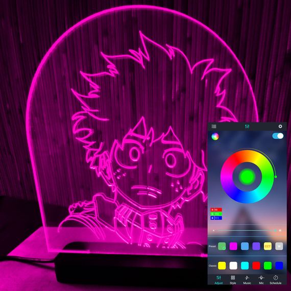 Акриловый светильник-ночник управление с телефона Изуку Мидория (Izuku Midoriya) tty-n000601