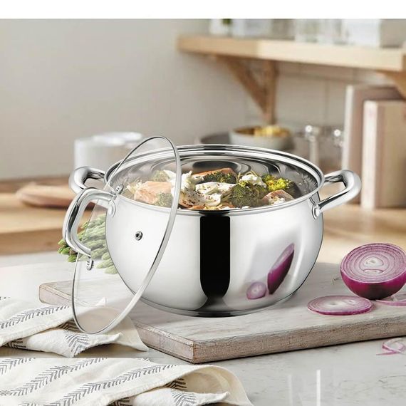 Кастрюля Maestro MR-3515-18, 2.8 л, 18 см, из нержавеющей стали с крышкой, для всех типов плит | Зображення 1