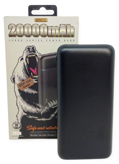 Power Bank 20000 mAh реальна ємність Remax RPP-166 зарядка зовнішній акумулятор павербанк сертифікований | Зображення 1