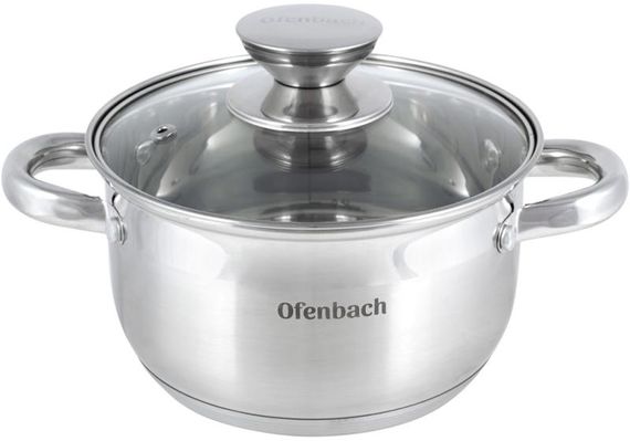 Каструля Ofenbach Casserole з нержавіючої сталі 1700мл зі скляною кришкою