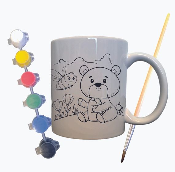 Набор для творчества кружка раскраска "Мишка" 330 мл белая