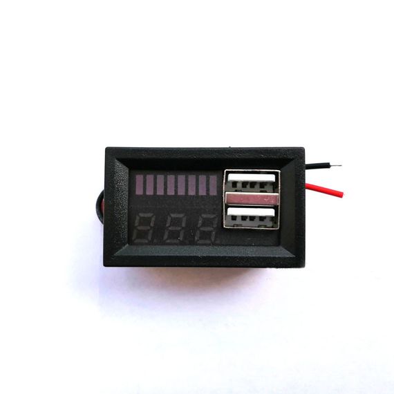 Индикатор/вольтметр 12.6 В 3S Li-ion USB портами/зарядками | Зображення 2
