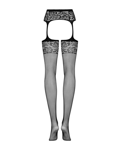 Сітчасті панчохи-стокінги з імітацією гартерів Obsessive Garter stockings S500S/M/L, чорні | Зображення 4