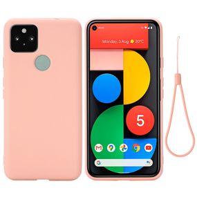Силиконовый чехол для Google Pixel 4A 5G розовый c микрофиброй Soft touch