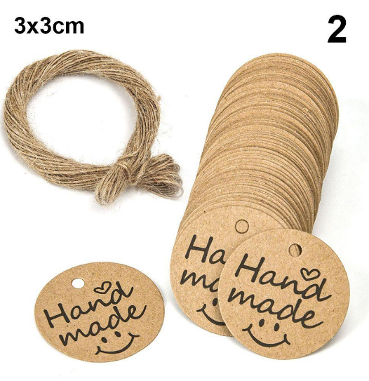 Бирка"Hand made "( Smile) (100шт) | Зображення 1