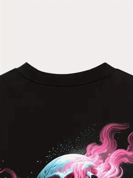 Футболка чоловіча 3D принт Три черепа з рожевим полум’ям термо дихаюча літня L 52 | Зображення 2