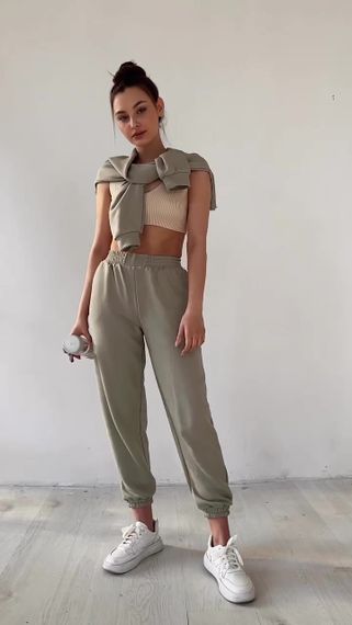 Костюм свободного кроя оливковый M-L | Зображення 8