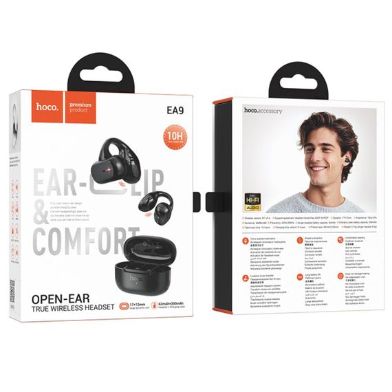 Бездротові навушники HOCO EA9 Clear sound clip-on true wireless BT headset Black | Зображення 4