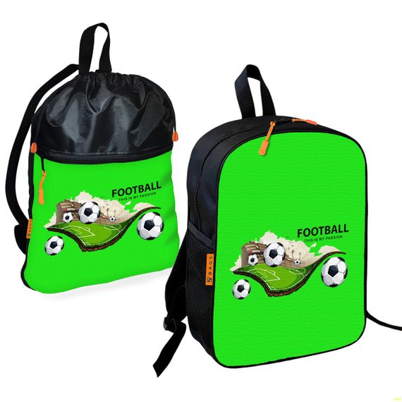 Школьный рюкзак детский Футбол + Сумка для обуви спортивной формы рюкзак-мешок мальчику (01869)