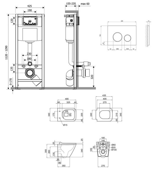 Набір Qtap Nest 4 в 1 підвісний унітаз Tern Ultra Quiet 490x365x325 + комплект інсталяції QT1733052EUQW45158 | Зображення 1