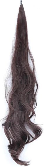 Накладной каштановый хвост 30 дюймов, 75 см волнистый, синтетический, термостойкое волокно коричневое, цвет 04
