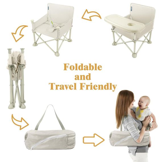 Дитячій стільчик складний портативний для годування з підносом, дорожній обідній стілець для дітей 6–36 міс, стільчик-бустер | Зображення 3