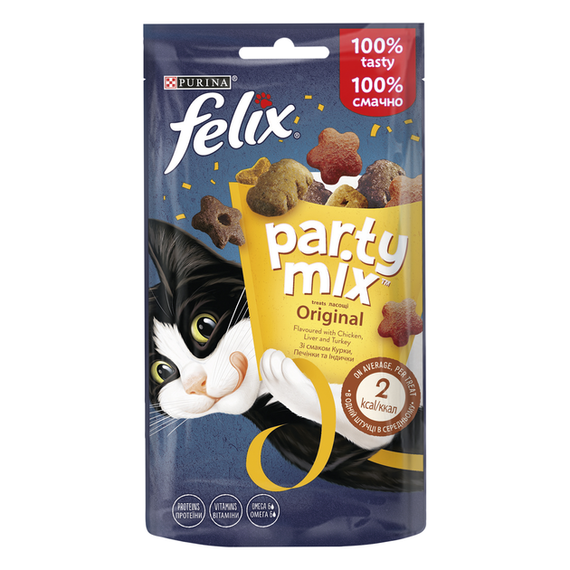 Ласощі Purina Felix Party Mix для дорослих котів, оріджинал 60г