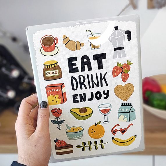 Металева табличка Eat drink enjoy 26х18,5 см (MET_20J053_WH)