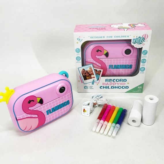 Дитячий фотоапарат миттєвого друку YT008 PINK FLAMINGO з підтримкою microSD | Зображення 9
