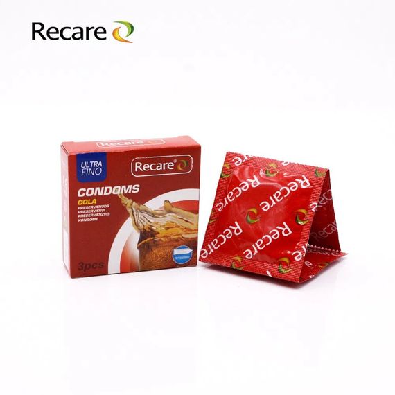 Презервативы Recare Cola Dotted&Ribbed Condoms 3 шт, с пузырьками и ребрами, аромат: