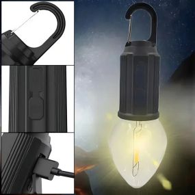 Лампочка с аккумулятором + карабин, от USB, BL HK-169B / Подвесная LED лампочка / Фонарь для кемпинга