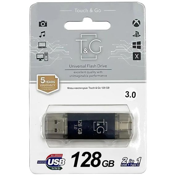 Флеш-накопичувач T&G 009 Star Series 2in1 USB 3.0 (USB-A/C) — 128GB Чорний | Зображення 2