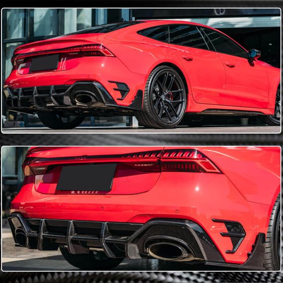 Дифузор заднього бампер (для RS7 2018-2022, Сухий карбон) для Ауди A7 2018- рр | Зображення 1