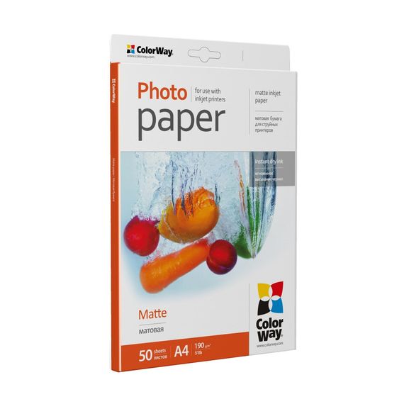 Фотопапір ColorWay A4 190г Matte 50ст. (PM190050A4) | Зображення 1