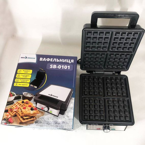 Вафельниця з безпечним покриттям SeaBreeze SB-0101 1200 Вт, Бюджетна вафельниця Дешева WU-95 | Зображення 4
