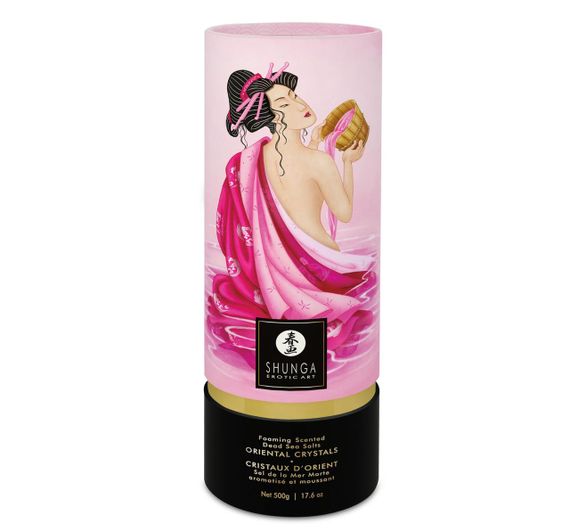 Пінлива сіль для ванни Shunga Dead Sea salt Oriental Crystals — Rose Petal (500 г), сіль Мертвого мо