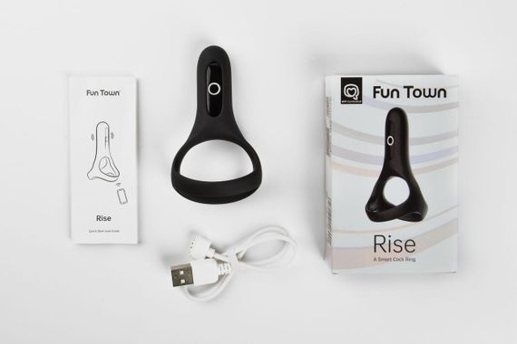 Подвійне ерекційне кільце Fun Town Rise Black, керування зі смартфона | Зображення 3