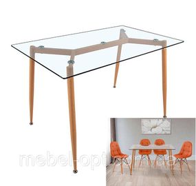 Стол Джангл Glass прямоугольный стеклянный Д1200хШ800 мм, в скандинавском стиле