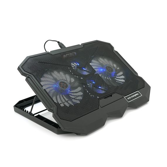 Підставка під ноутбук IceCoorel K22, 10-17", 2*125мм+2*70мм 2600±10% RPM, корпус пластик+алюміній, 385x280x28mm, Black, Box, Q10