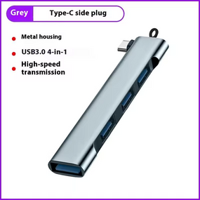 USB Type-C хаб 4 в 1, 1 × USB 3.0 + 3 × USB 2.0, 5Gbps, сірий