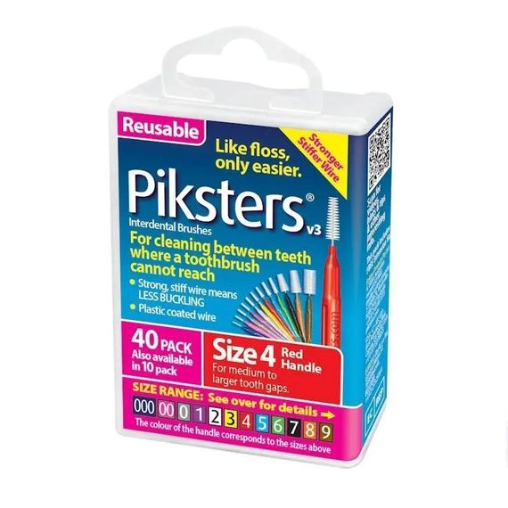 Міжзубні йоржики Piksters, № 4 (діаметр 0.9) червоні, конусні, 40 шт | Зображення 1