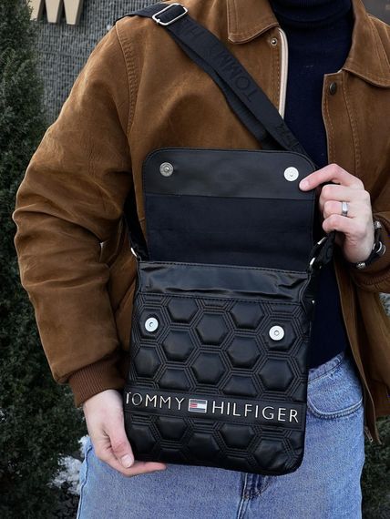 Месенджер шкіряний Tommy Hilfiger чорні шестикутники | Зображення 5