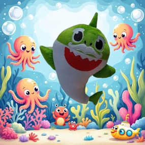 Плюшева іграшка дідусь акула салатовий подарунок для дитини 40см BABY SHARK 02242