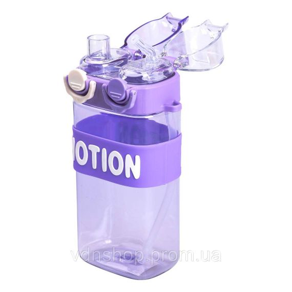 Бутылка для воды с трубочкой 550 мл спортивная пластиковая бутылка для тренировок Фиолетовая HP-14-49V | Зображення 3