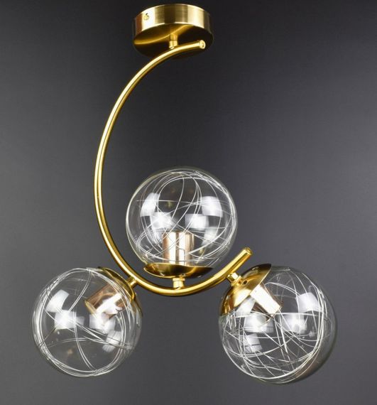 Люстра стельова на 3 лампочки 26439 Латунь 45х24х40 см. | Зображення 1